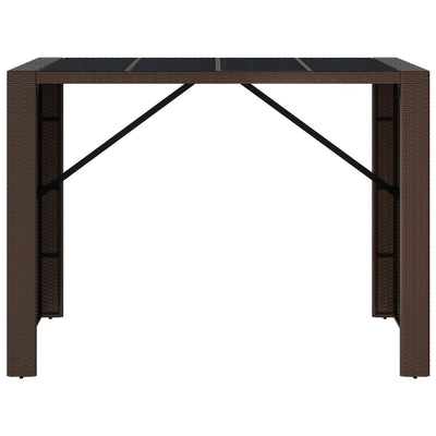 Ruskea baaripöytä Jenu 145x80x110cm (lasipöytälevyllä polyrottinki)