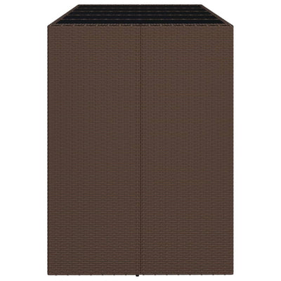 Baaripöytä lasipöytälevyllä ruskea 185x80x110 cm polyrottinki