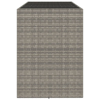 Harmaa baaripöytä Jenu 185x80x110cm (lasipöytälevyllä polyrottinki)