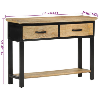 Konsolipöytä 110x30x75 cm täysi karkea mangopuu