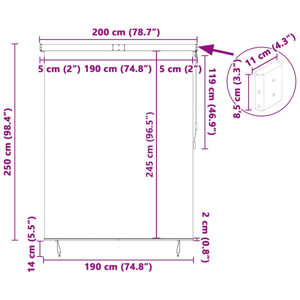 Rullaverho Antrasiitti 200 x 250 cm Kangas ja Alumiini