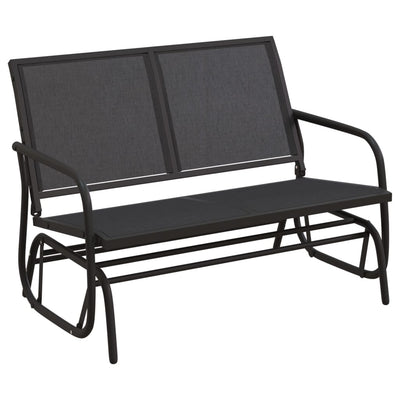 Puutarhakeinupenkki musta 120,5x76x86,5 cm kangas ja teräs