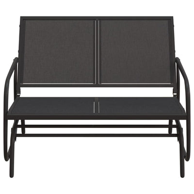 Puutarhakeinupenkki musta 120,5x76x86,5 cm kangas ja teräs