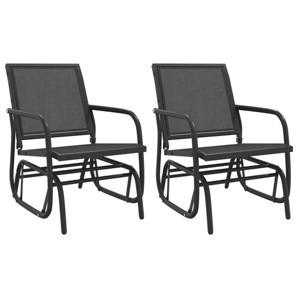 Puutarhakeinutuolit 2 kpl musta 61x76x87 cm kangas ja teräs