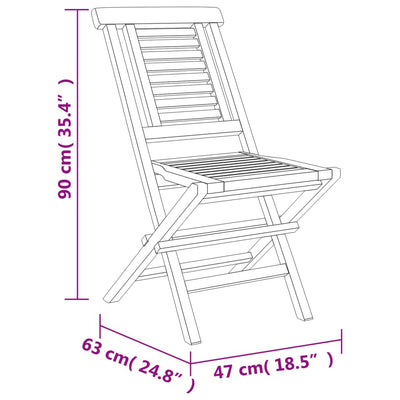 Kokoontaitettavat puutarhatuolit 2 kpl 47x63x90 cm täysi tiikki