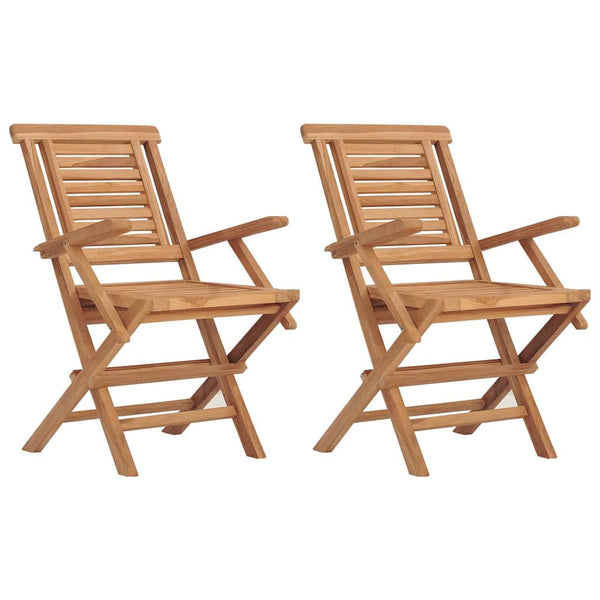 Kokoontaitettavat puutarhatuolit 2 kpl 56x63x90 cm täysi tiikki