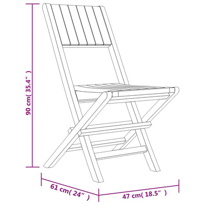 Kokoontaitettavat puutarhatuolit 2 kpl 47x61x90 cm täysi tiikki
