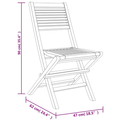 Kokoontaitettavat puutarhatuolit 2 kpl 47x62x90 cm täysi tiikki
