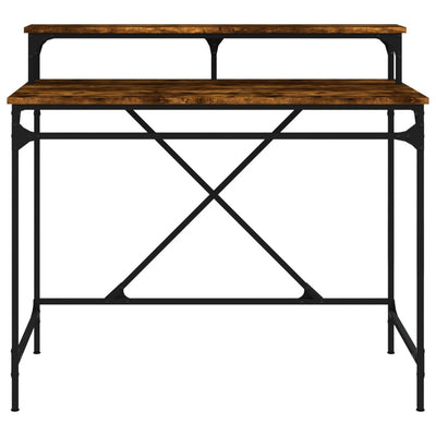 Työpöytä savutammi 100x50x90 cm tekninen puu ja rauta
