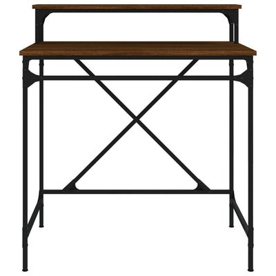 Työpöytä ruskea tammi 80x50x90 cm tekninen puu ja rauta