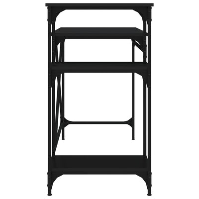 Musta työpöytä hyllyillä Penes 105x50x90cm (puinen ja rauta)