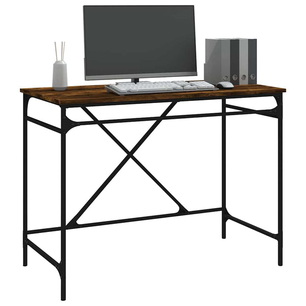 Työpöytä savutammi 100x50x75 cm tekninen puu ja rauta