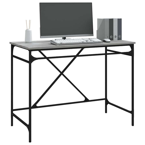 Työpöytä harmaa Sonoma 100x50x75 cm tekninen puu ja rauta