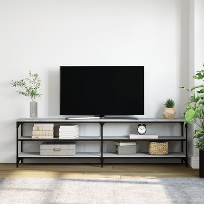 TV-taso harmaa Sonoma 180x30x50 cm tekninen puu ja metalli