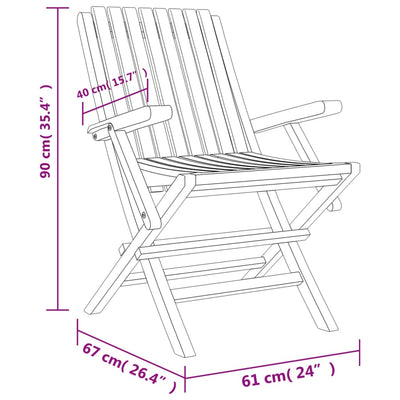 Kokoontaitettavat puutarhatuolit 4 kpl 61x67x90 cm täysi tiikki