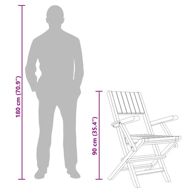 Kokoontaitettavat puutarhatuolit Ayanna 55x61x90cm (8 kpl, tiikki)