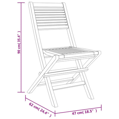 Kokoontaitettavat puutarhatuolit 4 kpl 47x62x90 cm täysi tiikki