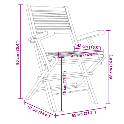 Kokoontaitettavat puutarhatuolit Nadita 55x62x90cm (6 kpl, tiikki)