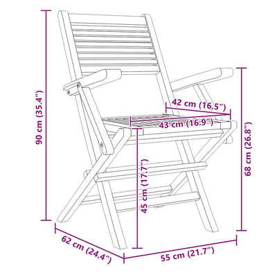 Kokoontaitettavat puutarhatuolit Nadita 55x62x90cm (8 kpl, tiikki)