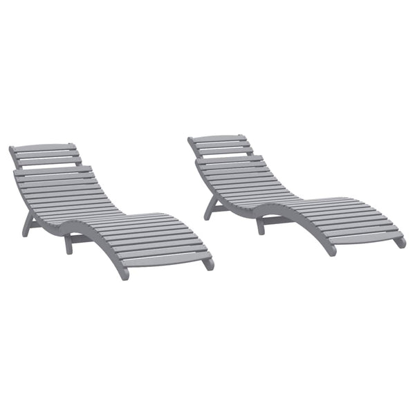 Aurinkotuolit 2 kpl harmaa 184x55x64 cm massiivipuu akaasia