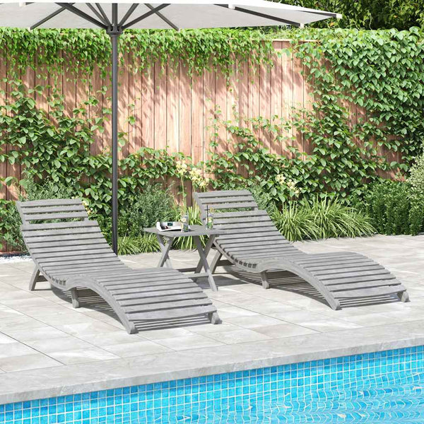 Aurinkotuolit 2 kpl harmaa 184x55x64 cm massiivipuu akaasia