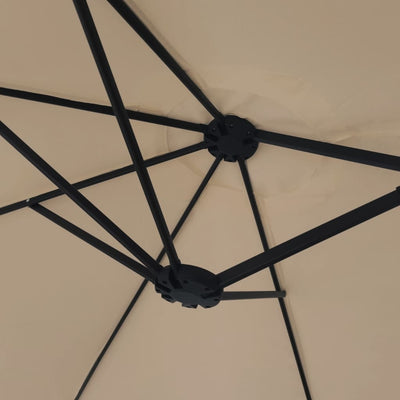 Kaksipäinen aurinkovarjo LED-valot taupe 449x245 cm