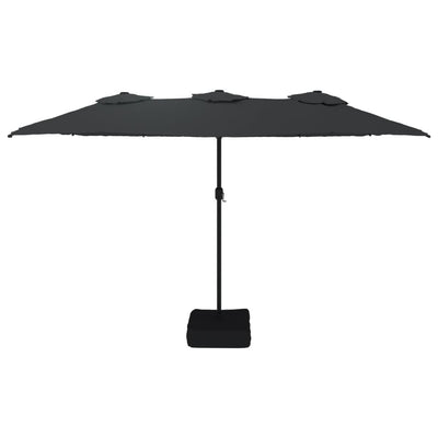 Kaksipäinen aurinkovarjo LED-valot musta 449x245 cm