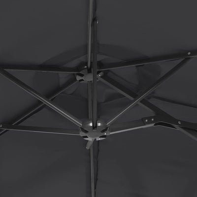 Kaksipäinen aurinkovarjo LED-valot musta 316x240 cm