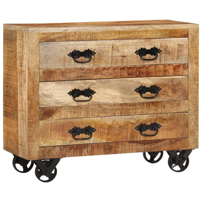 Senkki 3 laatikkoa 80x30x65 cm täysi karkea mangopuu