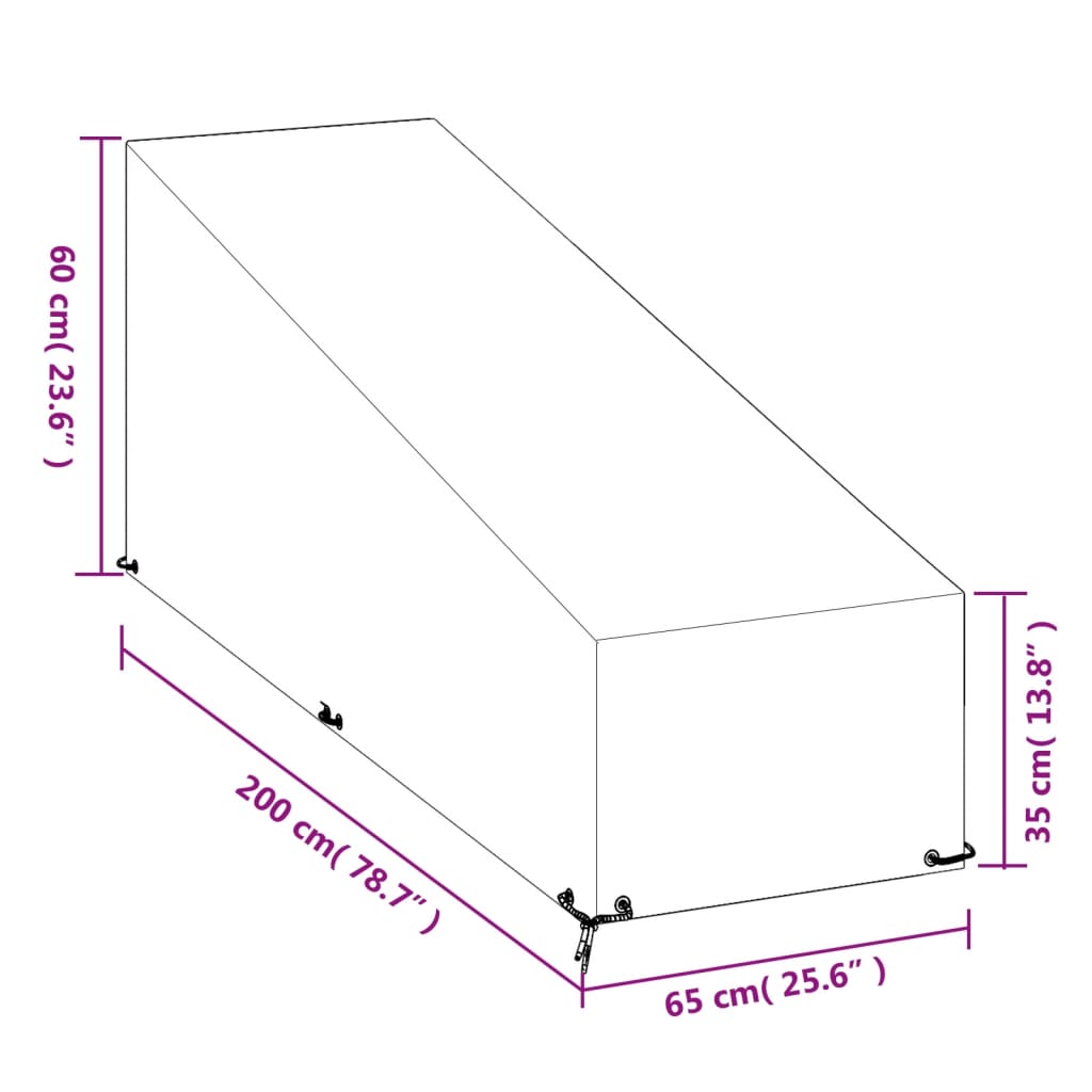 Aurinkotuolin suojus Marzel 200x65x35/60cm (12 purjerengasta pe)