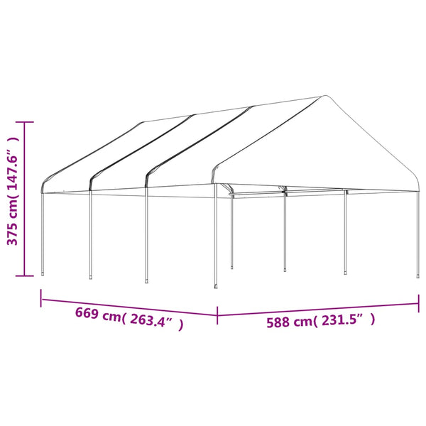 Huvimaja katolla valkoinen 6,69x5,88x3,75 m polyeteeni