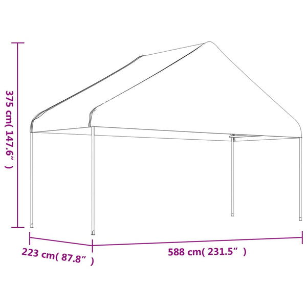 Huvimaja katolla valkoinen 6,69x5,88x3,75 m polyeteeni