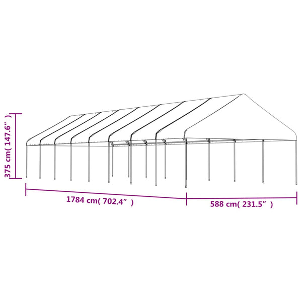 Huvimaja katolla valkoinen 17,84x5,88x3,75 m polyeteeni