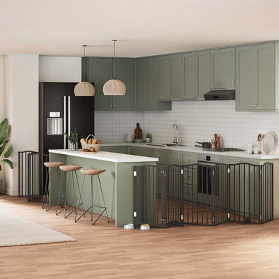 Musta koiraportti kokoontaittuva 9 paneelia Migoni 450cm (poppelipuu)