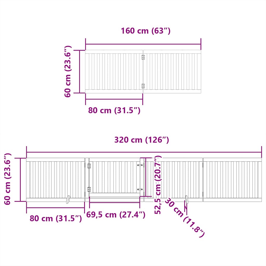 Musta koiraportti kokoontaittuva Georgelian 480cm (poppelipuu)