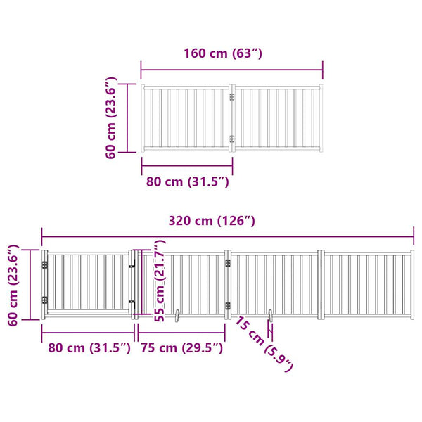 Koiraportti kokoontaittuva 12 paneelia ruskea 960 cm poppelipuu