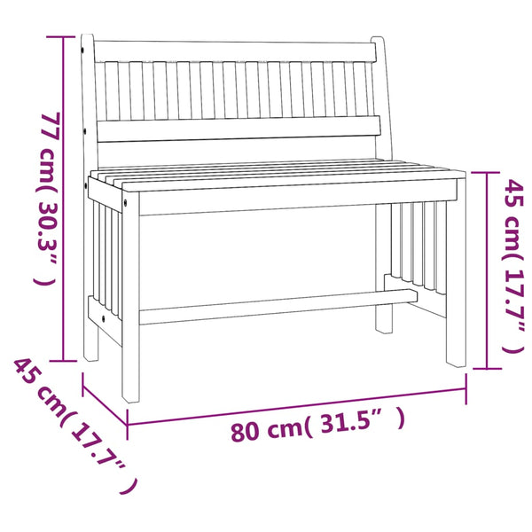 Puutarhapenkki 80 cm täysi eukalyptuspuu