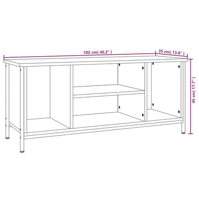 TV-taso harmaa Sonoma 102x35x45 cm tekninen puu