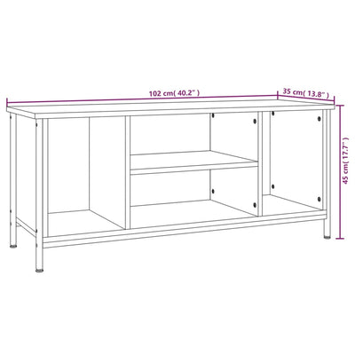 TV-taso ruskea tammi 102x35x45 cm tekninen puu