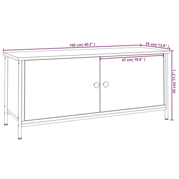 TV-taso ovilla Sonoma-tammi 102x35x45 cm tekninen puu
