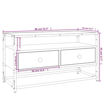 TV-taso ruskea tammi 80x35x45 cm tekninen puu