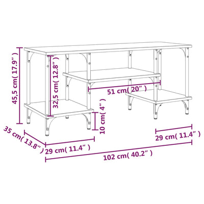 TV-taso musta 102x35x45,5 cm tekninen puu