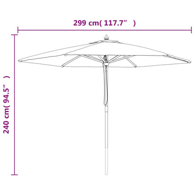 Puutarhan aurinkovarjo puutolppa musta 299x240 cm