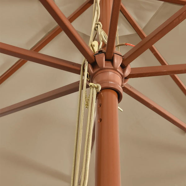 Puutarhan aurinkovarjo puutolppa taupe 400x273 cm