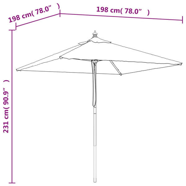 Puutarhan aurinkovarjo puutolppa taupe 198x198x231 cm