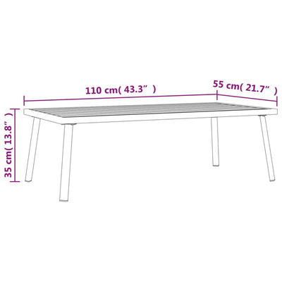 Puutarhasohvapöytä antrasiitti 110x55x35 cm teräs