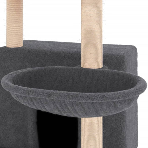 Tummanharmaa kissan kiipeilypuu sisal- raapimispylväillä Ondi 132cm