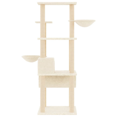 Kissan kiipeilypuu sisal- raapimispylväillä kerma 141 cm