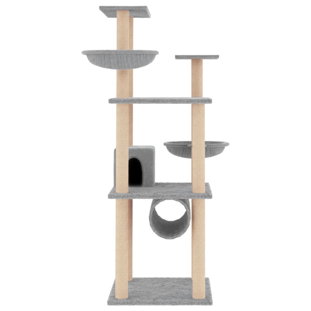 Vaaleanharm. kissan kiipeilypuu sisal- raapimispylväillä Ash 141cm