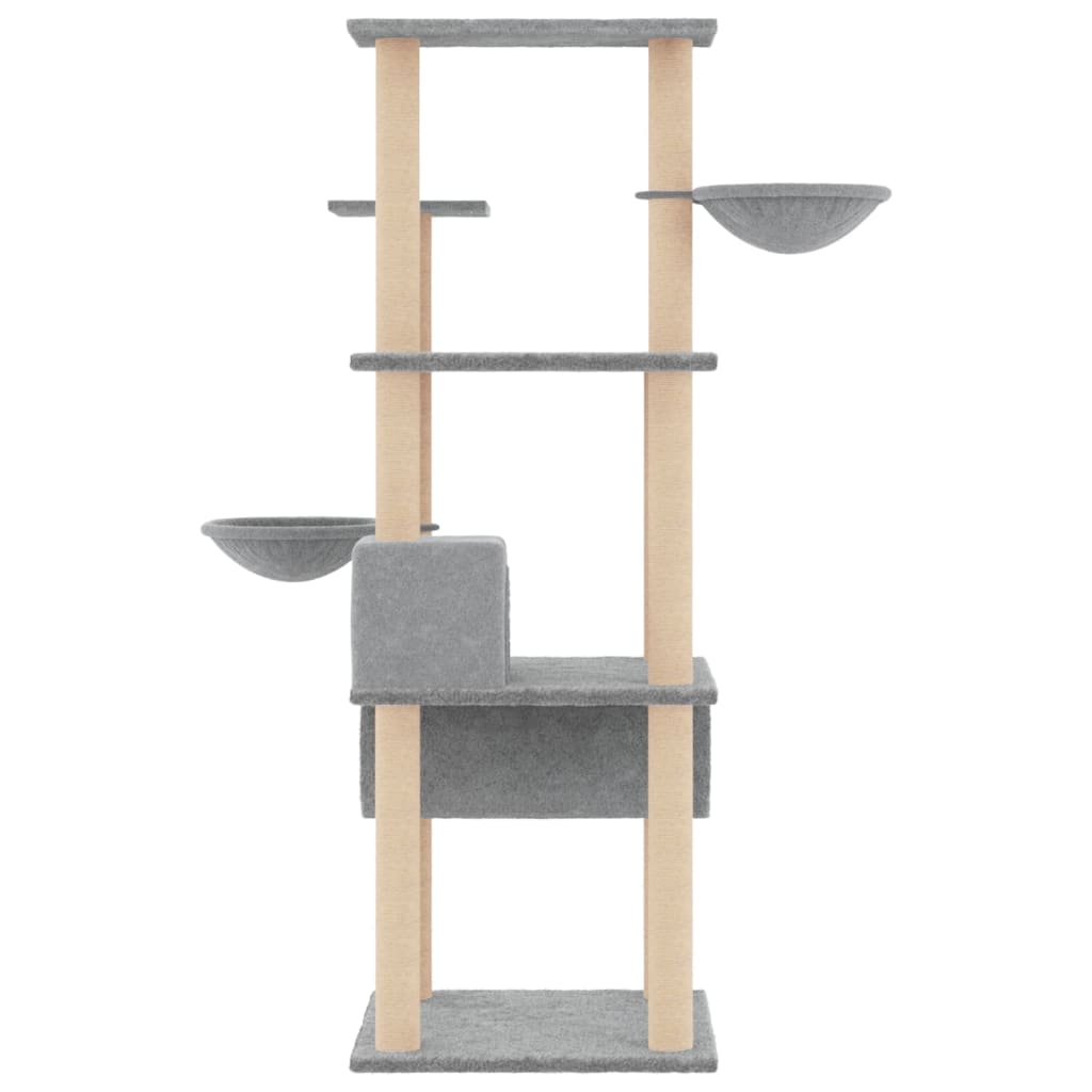 Vaaleanharm. kissan kiipeilypuu sisal- raapimispylväillä Ash 141cm